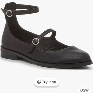 Lucky Brand Black Ankle Strap Flats